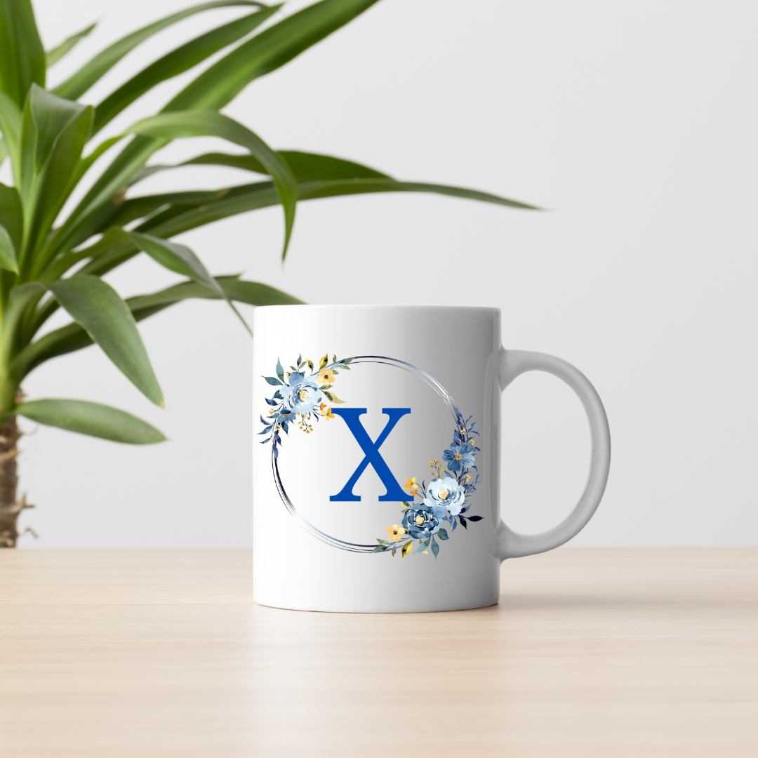 Floral Letter Mug A-Z - Personalized Monogram Coffee Cup, Gift Mug, Girlfriend Boyfriend Gift, Artisan Handmade Coffee Cup, Gifts Personalized Coffee Mug, Mug for Men Women, mug gift for her best friend tumbler