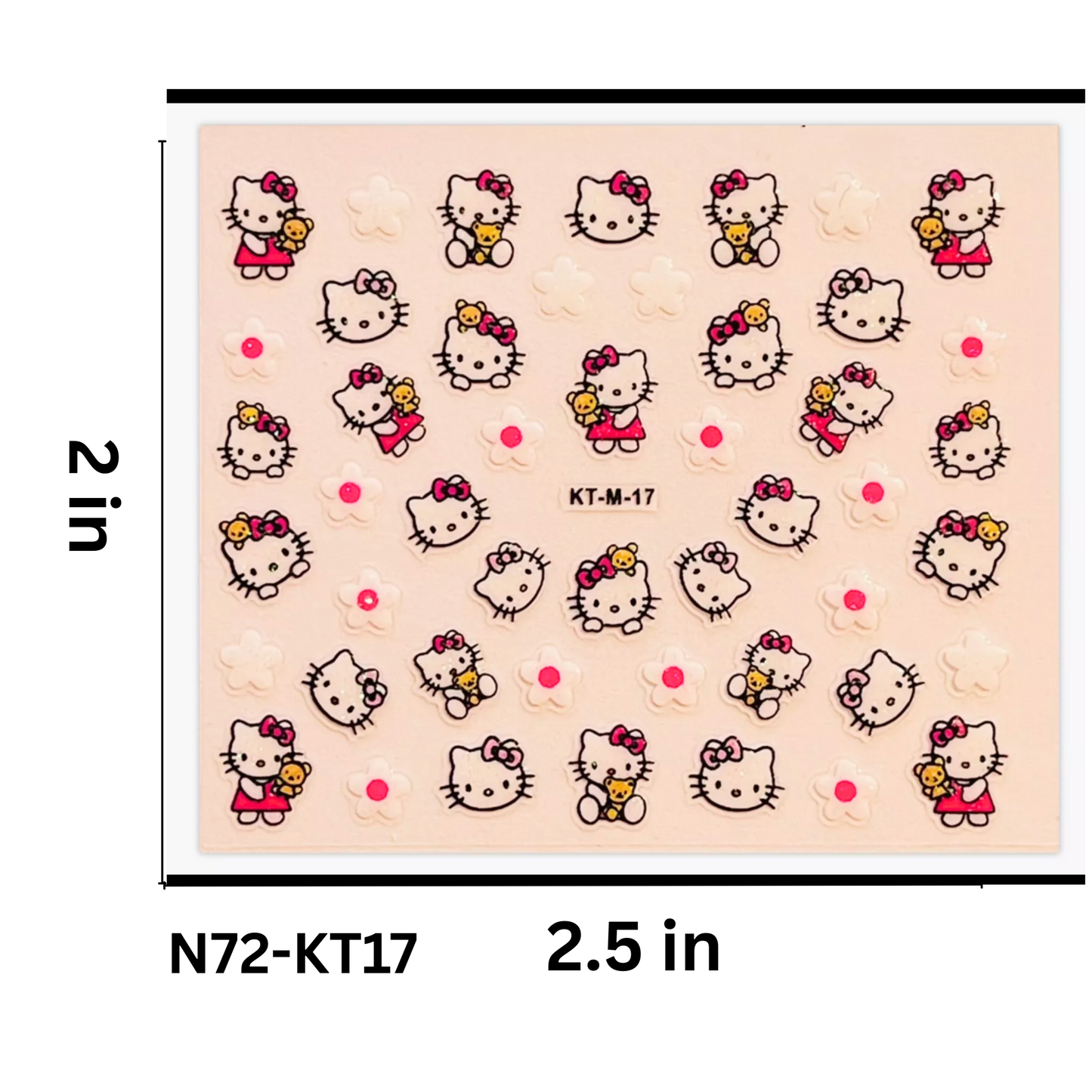 Set of 5 Cute Hello Kitty Nail Decals – Peel and Stick Nail Art