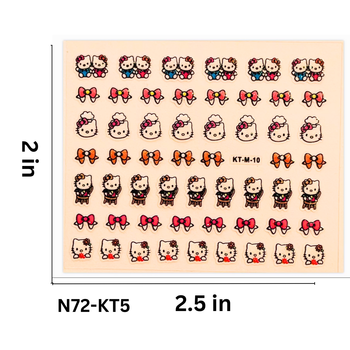 SET OF 5 Hello Kitty Nail Stickers – Easy DIY Nail Decoration for Girls & Women