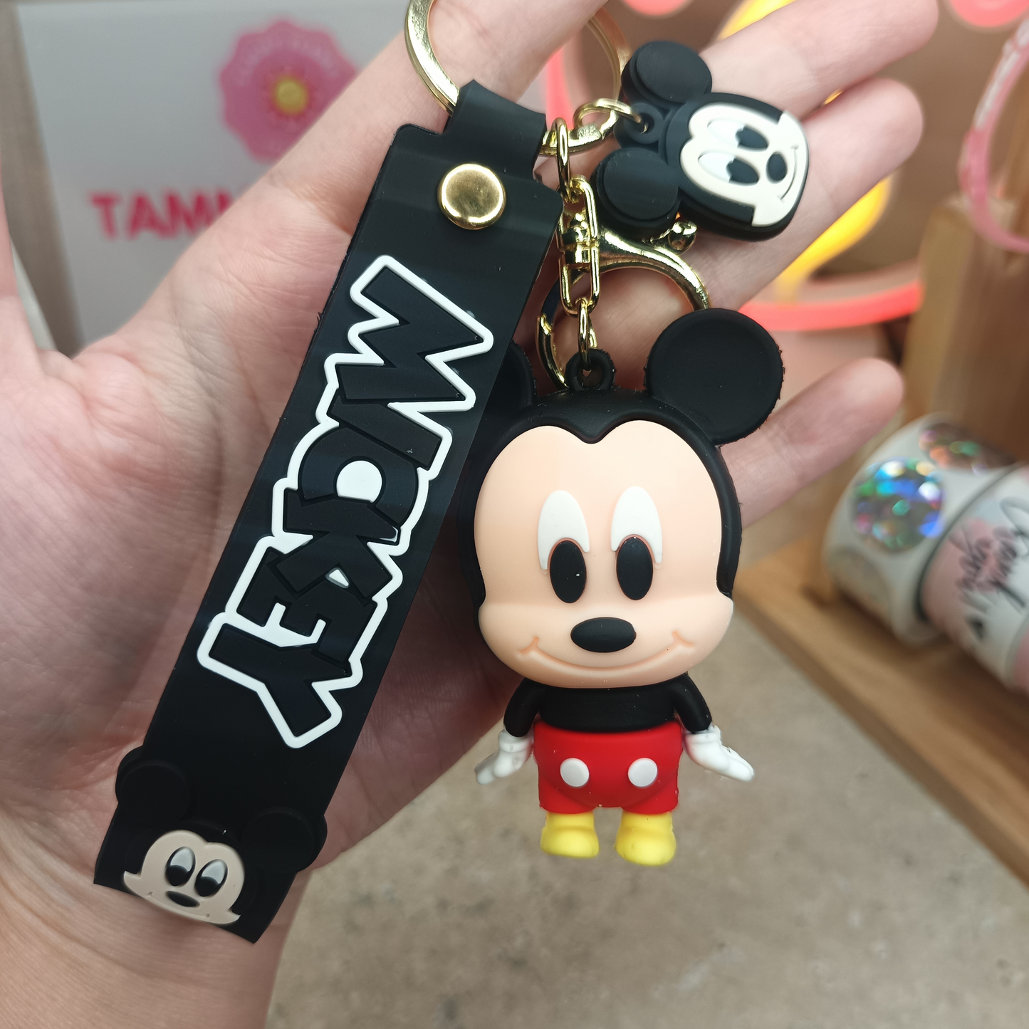 Cute Mickey Mouse Keychain with Strap – Cartoon Bag Charm & Gift Idea