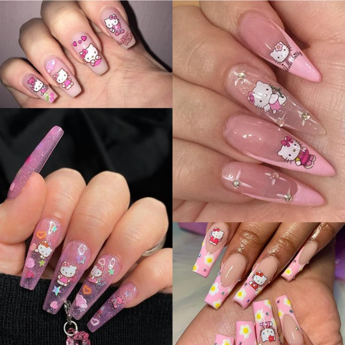 Set of 5 Hello Kitty Nail Decorations – Adorable Designs for Kids & Adults