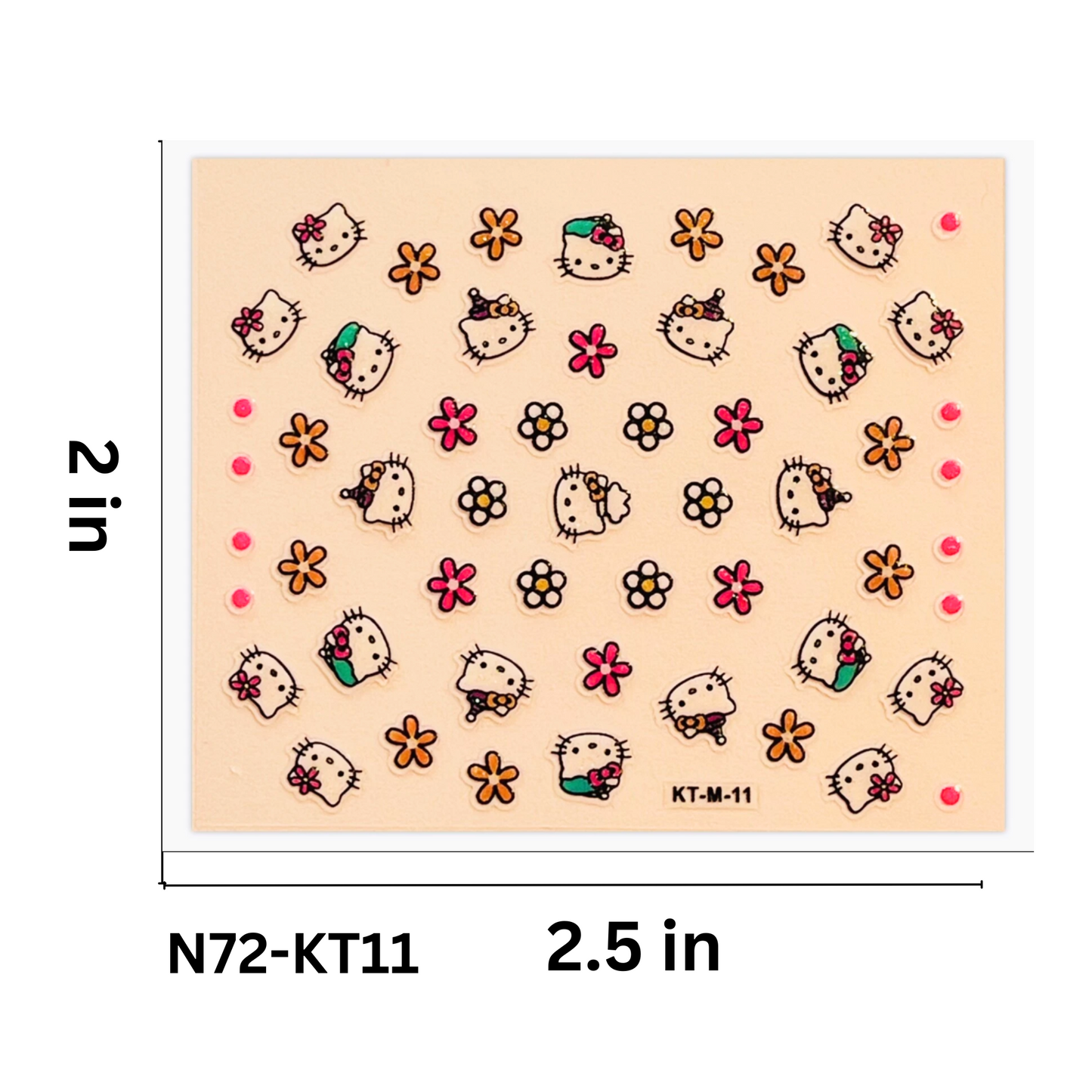 SET OF 5 Hello Kitty 3D Nail Stickers – Perfect for Gel, Acrylic & Natural Nails