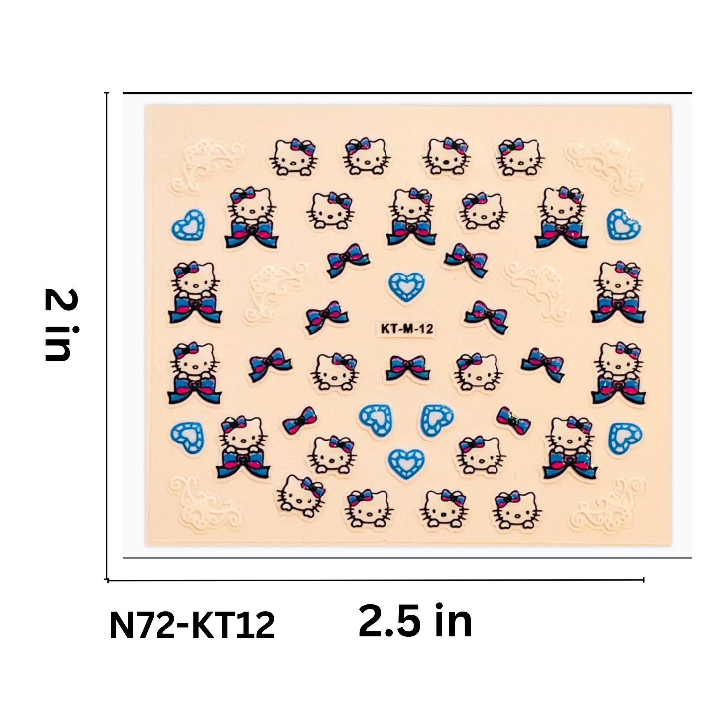 SET OF 5 Hello Kitty 3D Nail Stickers – Perfect for Gel, Acrylic & Natural Nails