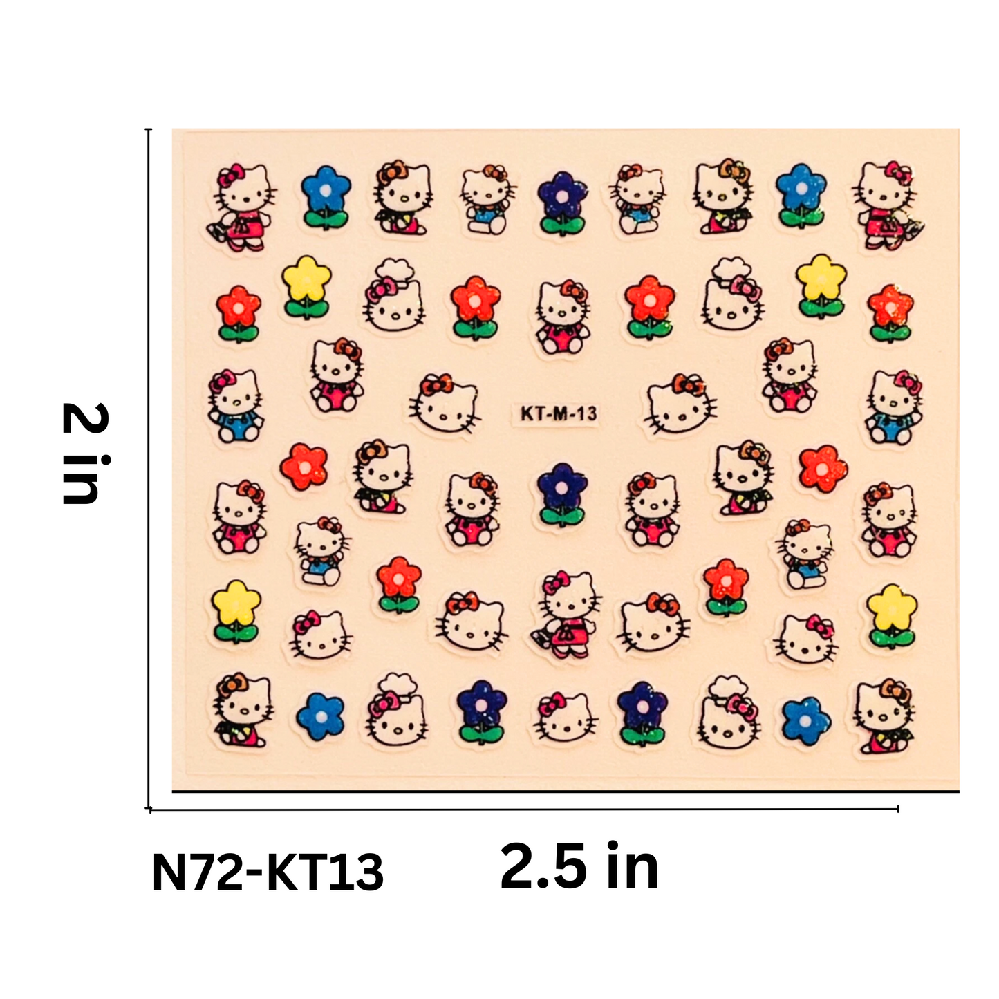 SET OF 5 Hello Kitty 3D Nail Stickers – Perfect for Gel, Acrylic & Natural Nails