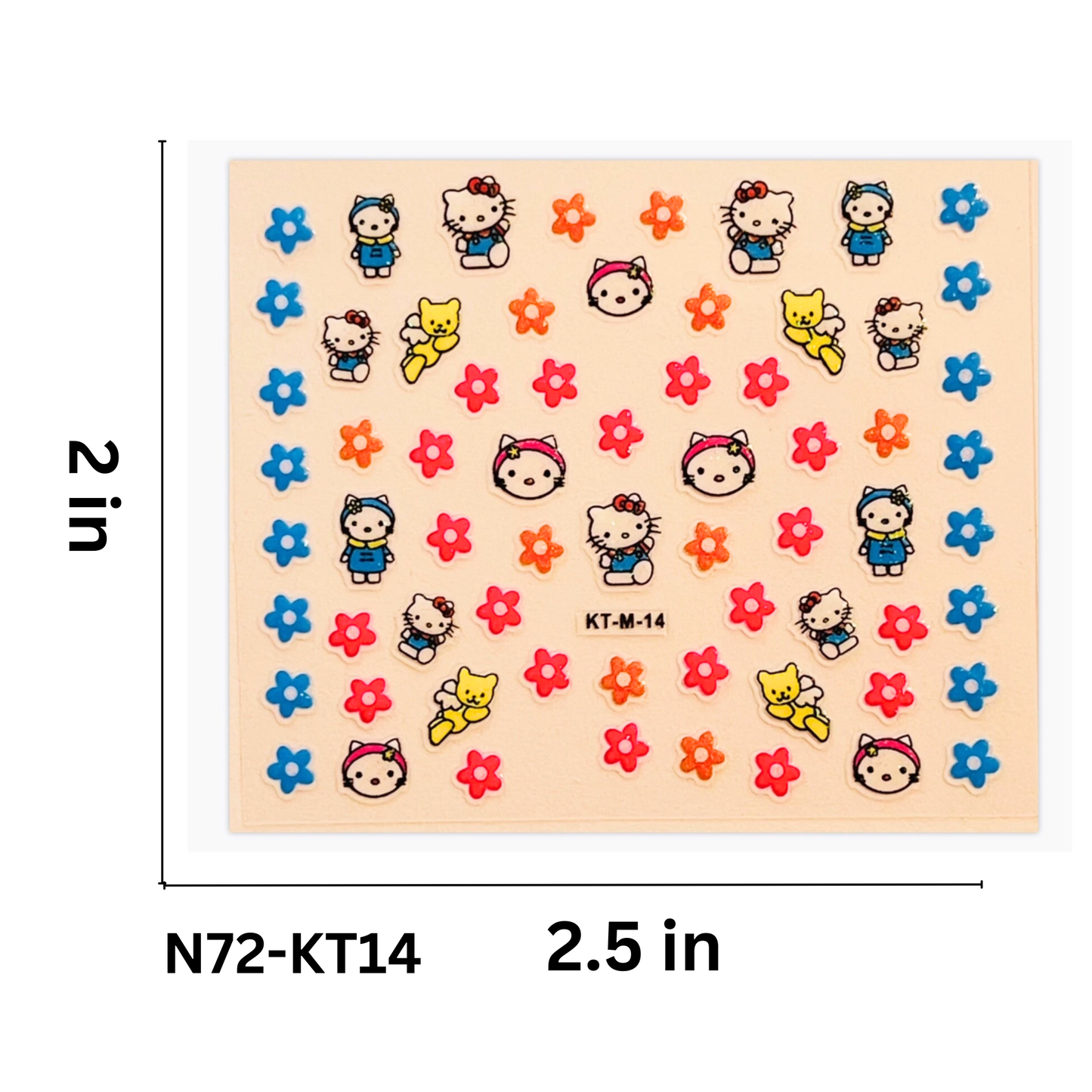 SET OF 5 Hello Kitty 3D Nail Stickers – Perfect for Gel, Acrylic & Natural Nails