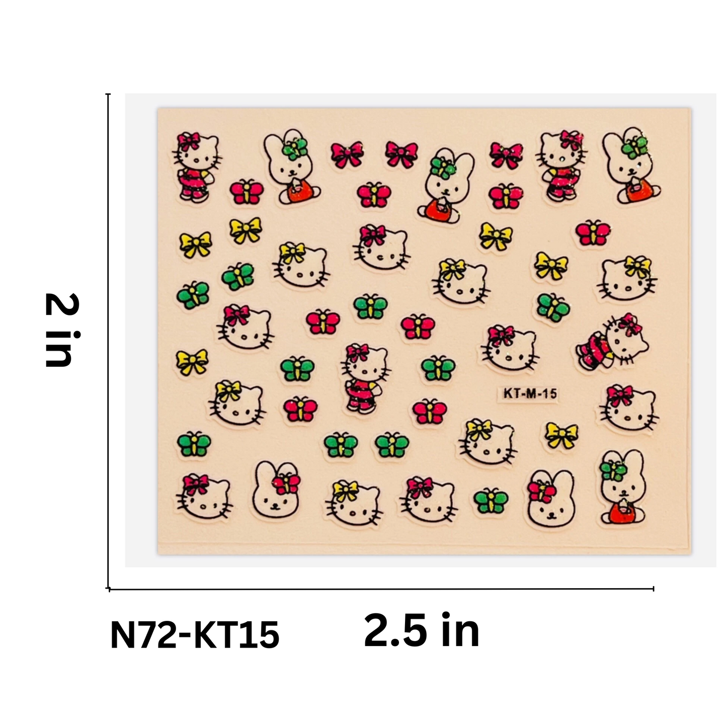 SET OF 5 Hello Kitty 3D Nail Stickers – Perfect for Gel, Acrylic & Natural Nails