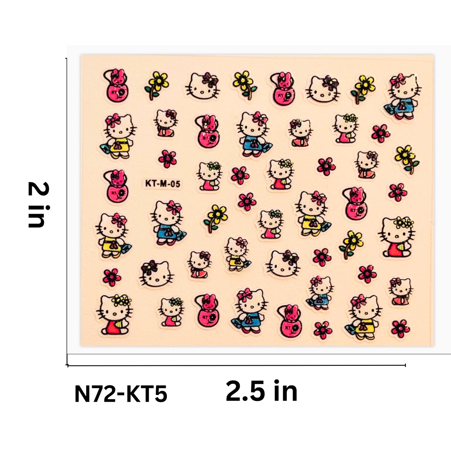 SET OF 5 Hello Kitty Nail Art Stickers – Cute Kawaii 3D Decals for Nails