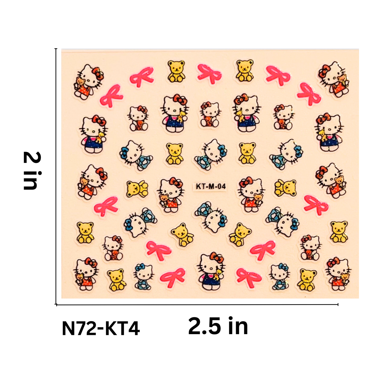 SET OF 5 Hello Kitty Nail Art Stickers – Cute Kawaii 3D Decals for Nails