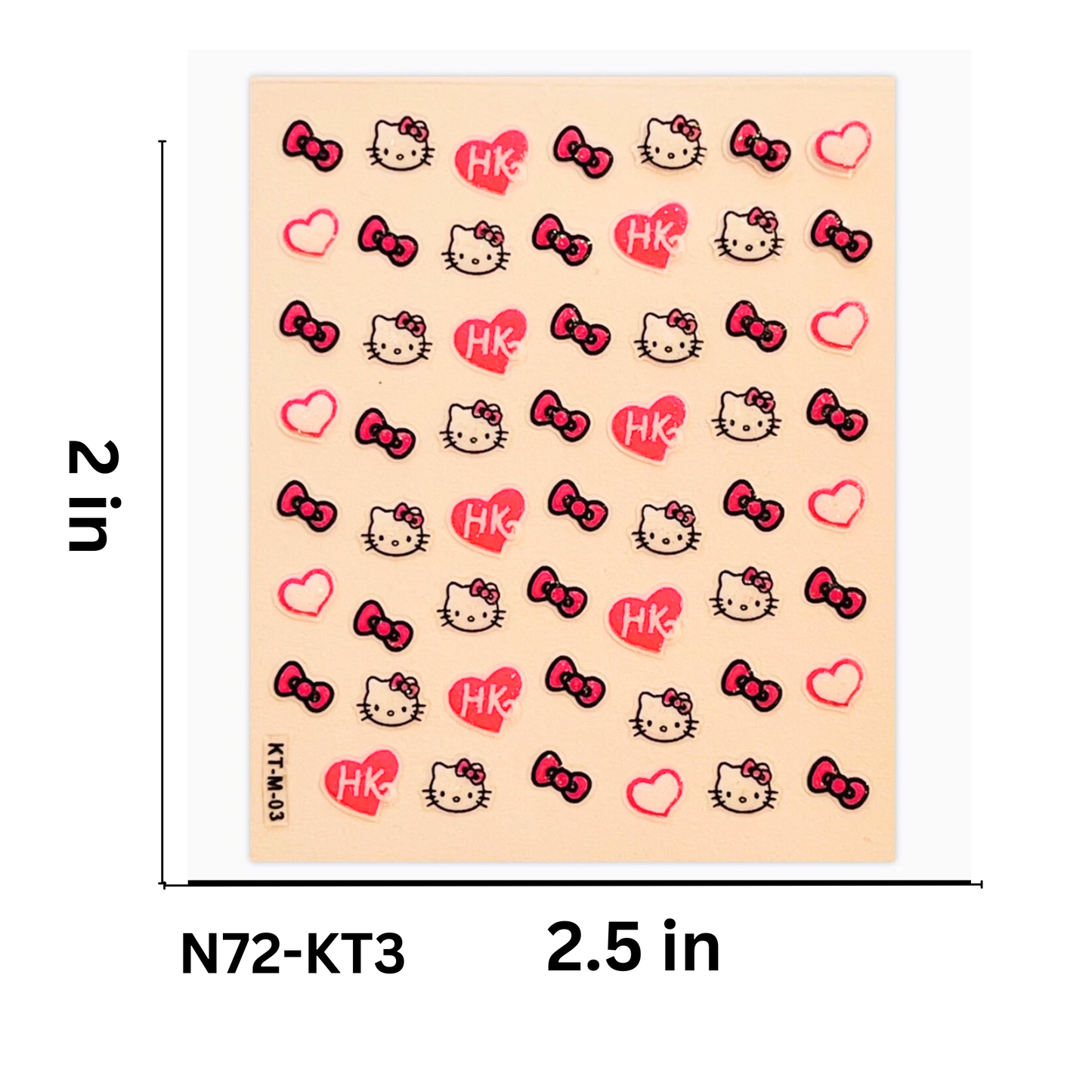 SET OF 5 Hello Kitty Nail Art Stickers – Cute Kawaii 3D Decals for Nails
