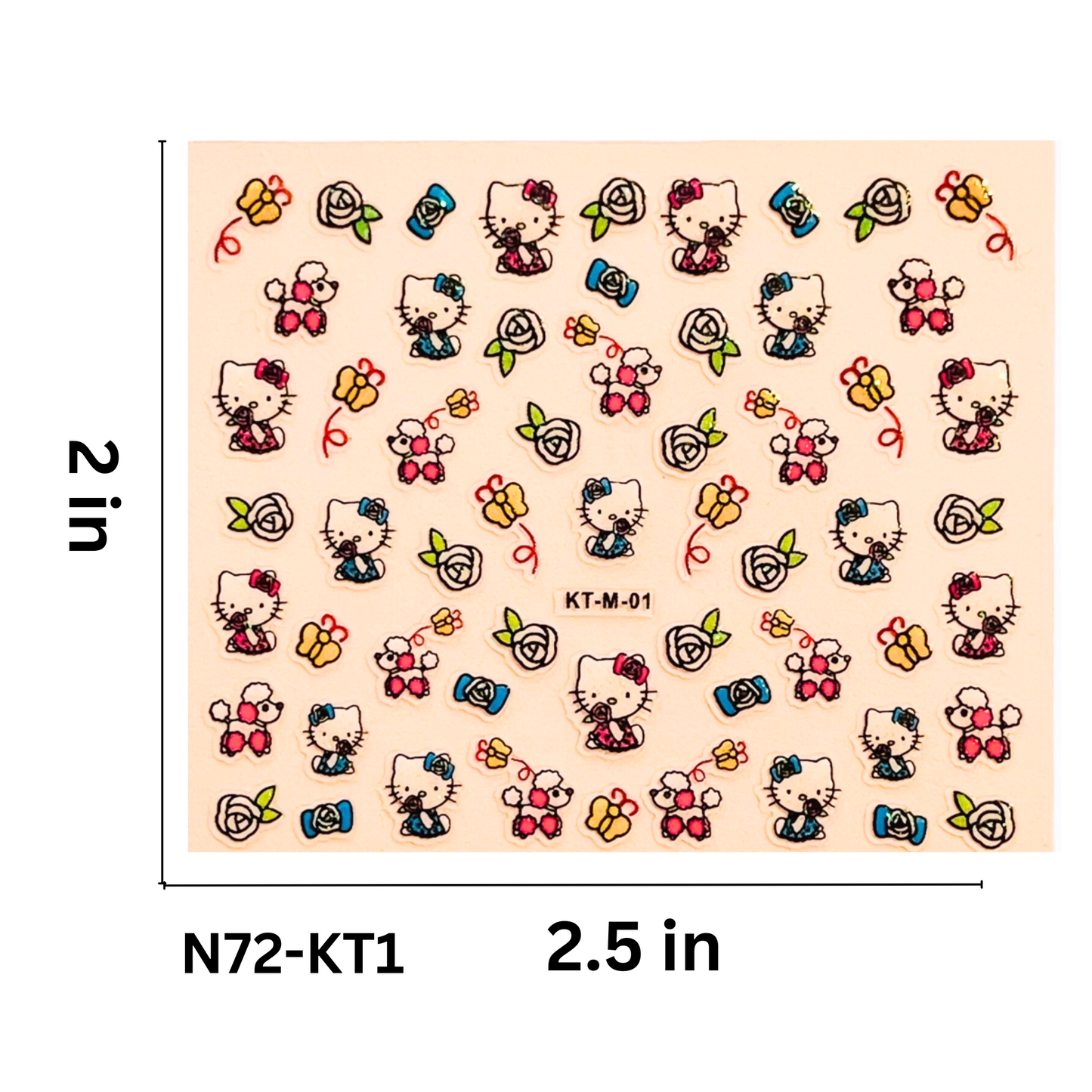 SET OF 5 Hello Kitty Nail Art Stickers – Cute Kawaii 3D Decals for Nails