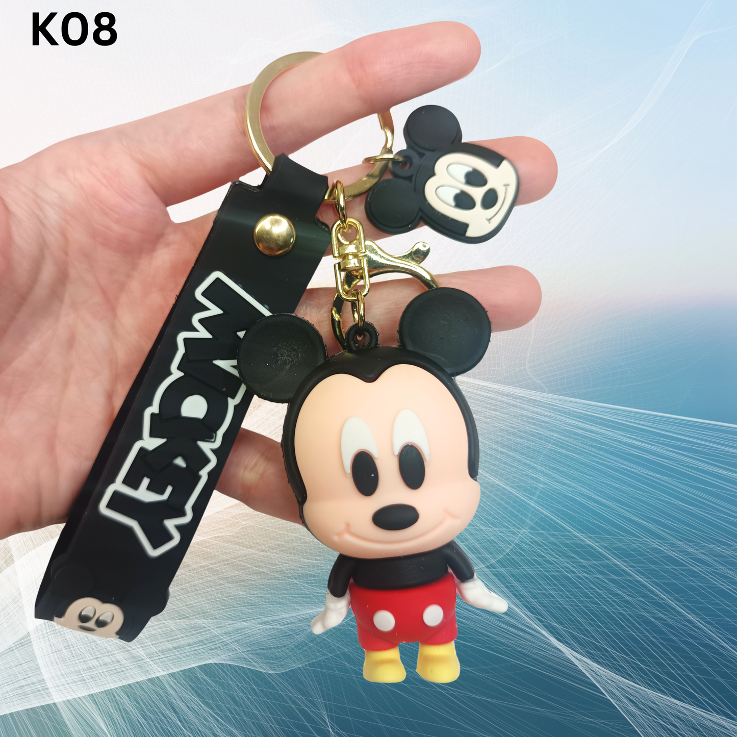Cute Mickey Mouse Keychain with Strap – Cartoon Bag Charm & Gift Idea