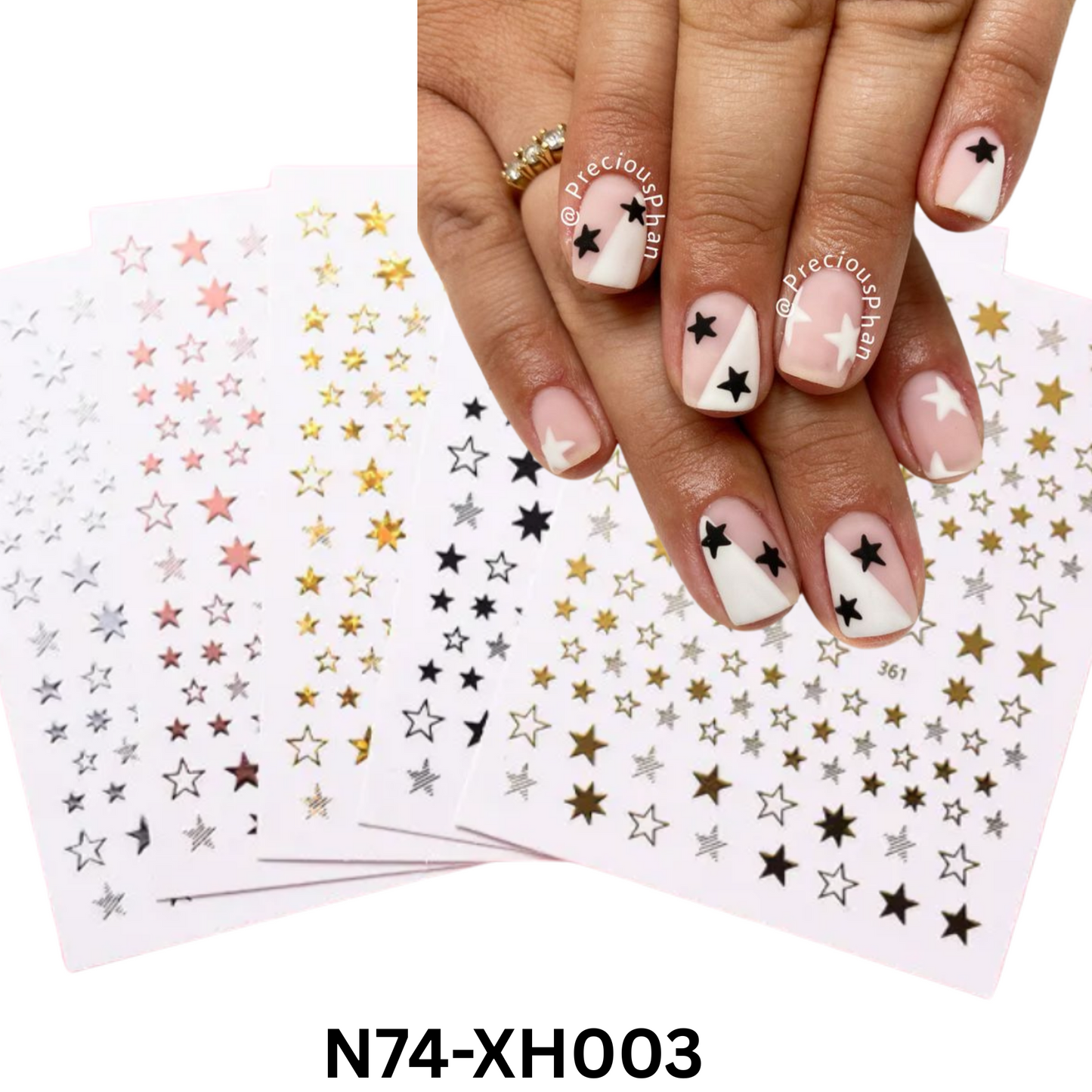 Star Nail Stickers, Nail Star Stickers For Nail Art, 3D Nail Art Star Decals, Small Star Stickers For Nails, Star Nail Design