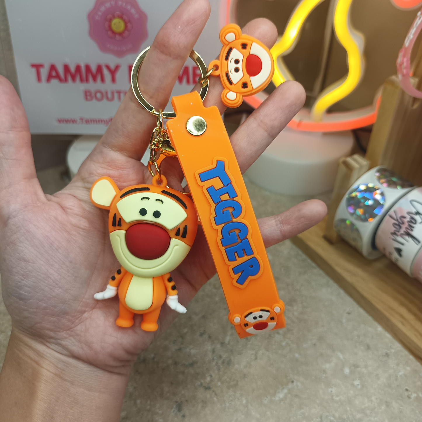 Cute Tigger Keychain with Strap – Cartoon Bag Charm & Gift Idea