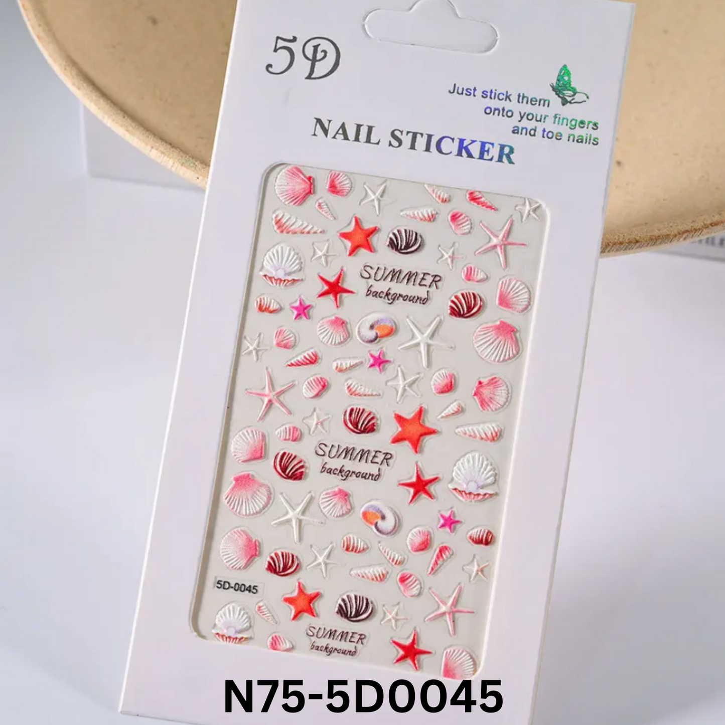 5D Relief Beach Shell Nail Art Stickers, Summer Nail Designs, Nail Stickers