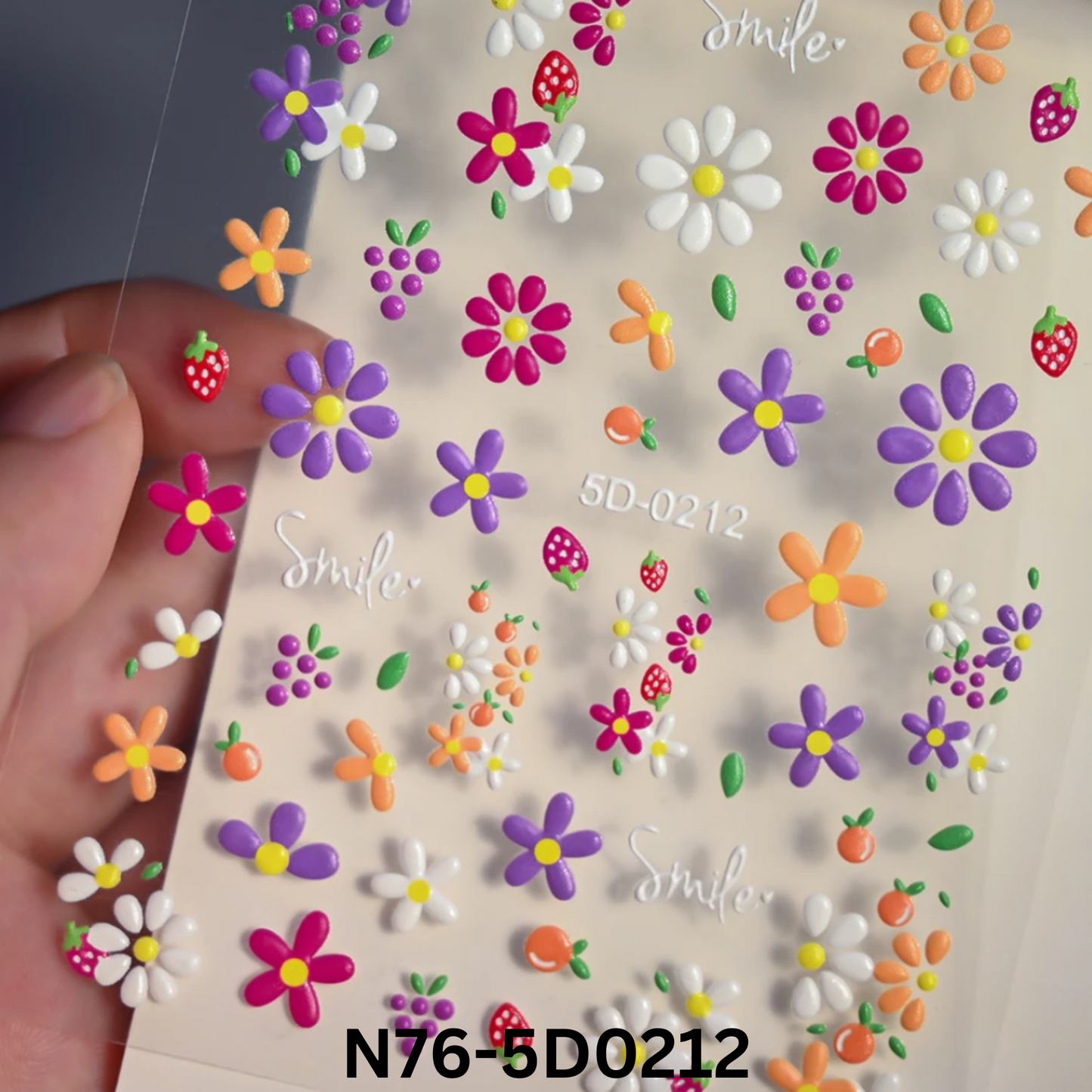 5D Embossed Flower Nail Stickers,5D Floral Nail Stickers, Spring Daisy Nail Stickers