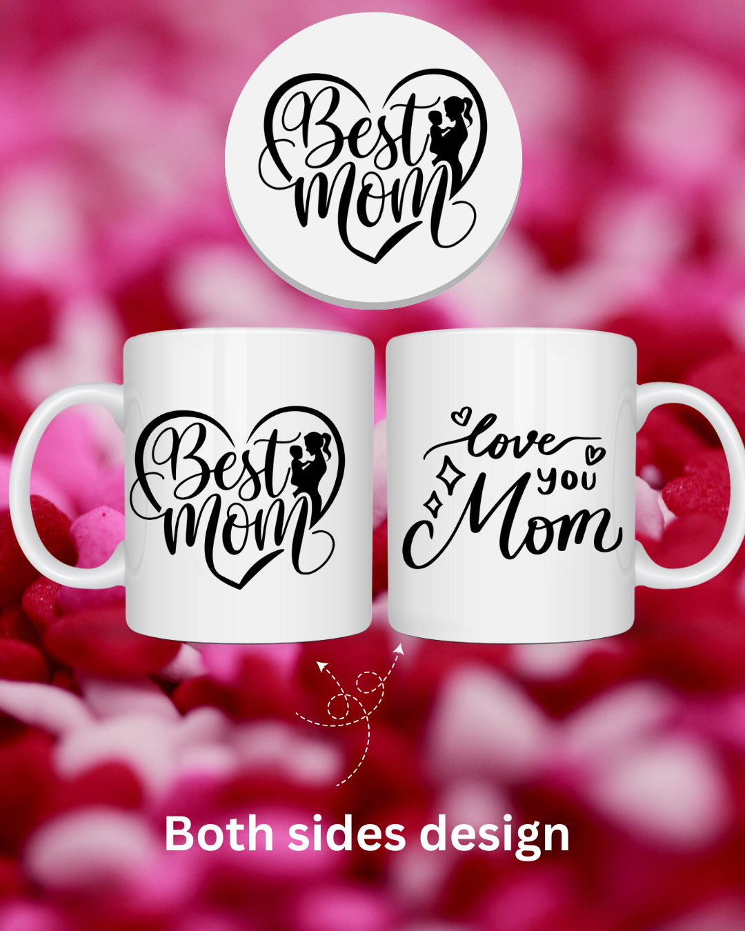 Best Mom Ceramic Mug Gift Set 12oz Coffee Mug with Matching 4 Inch Coaster Mothers Day Gift for Mom