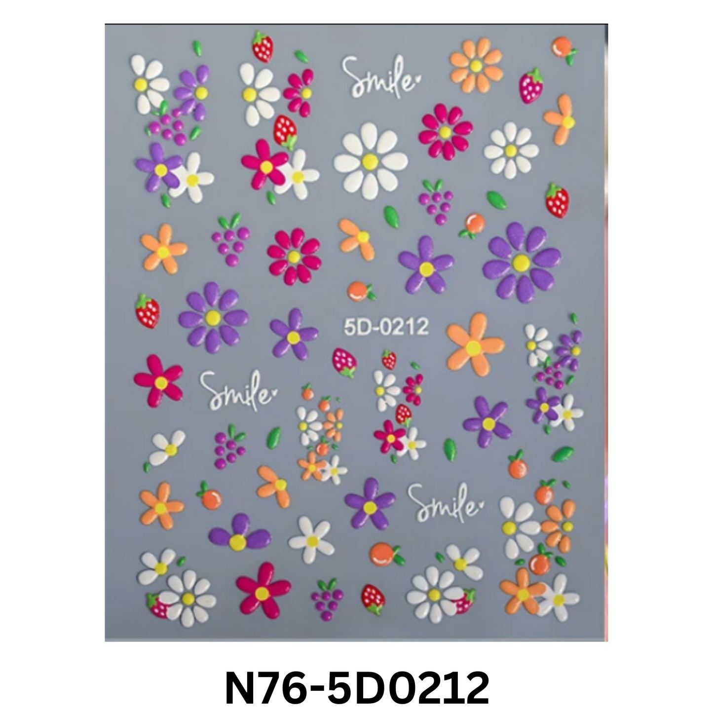 5D Embossed Flower Nail Stickers,5D Floral Nail Stickers, Spring Daisy Nail Stickers