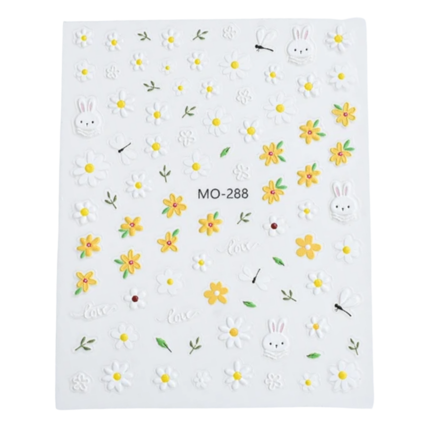 5D Floral Nail Stickers, Self-Adhesive Pastel flower & bunny decals, for Spring/Summer
