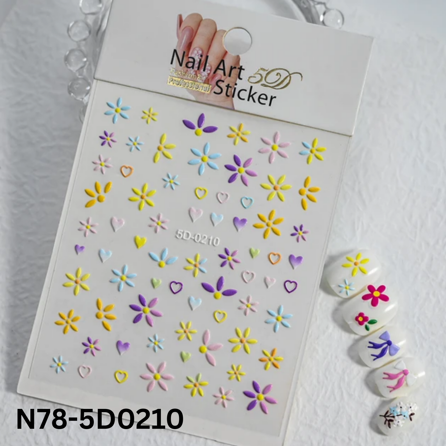 Colorful Spring Flower Nail Stickers,5D/3D Floral Nail Stickers