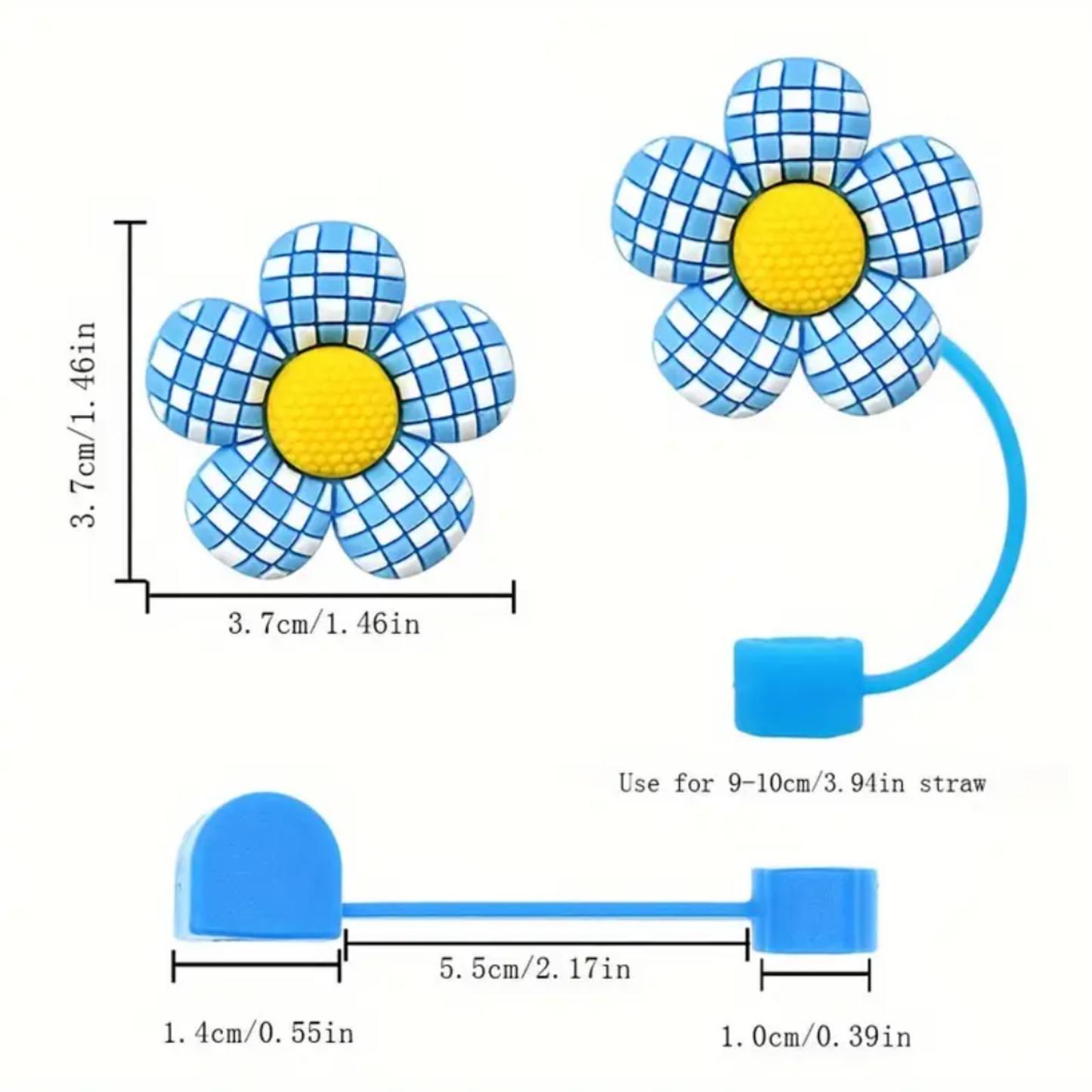 Floral Straw Toppers 10mm– Reusable Silicone Flower Covers for Tumblers & Cups | Cute & Functional Drink Accessories