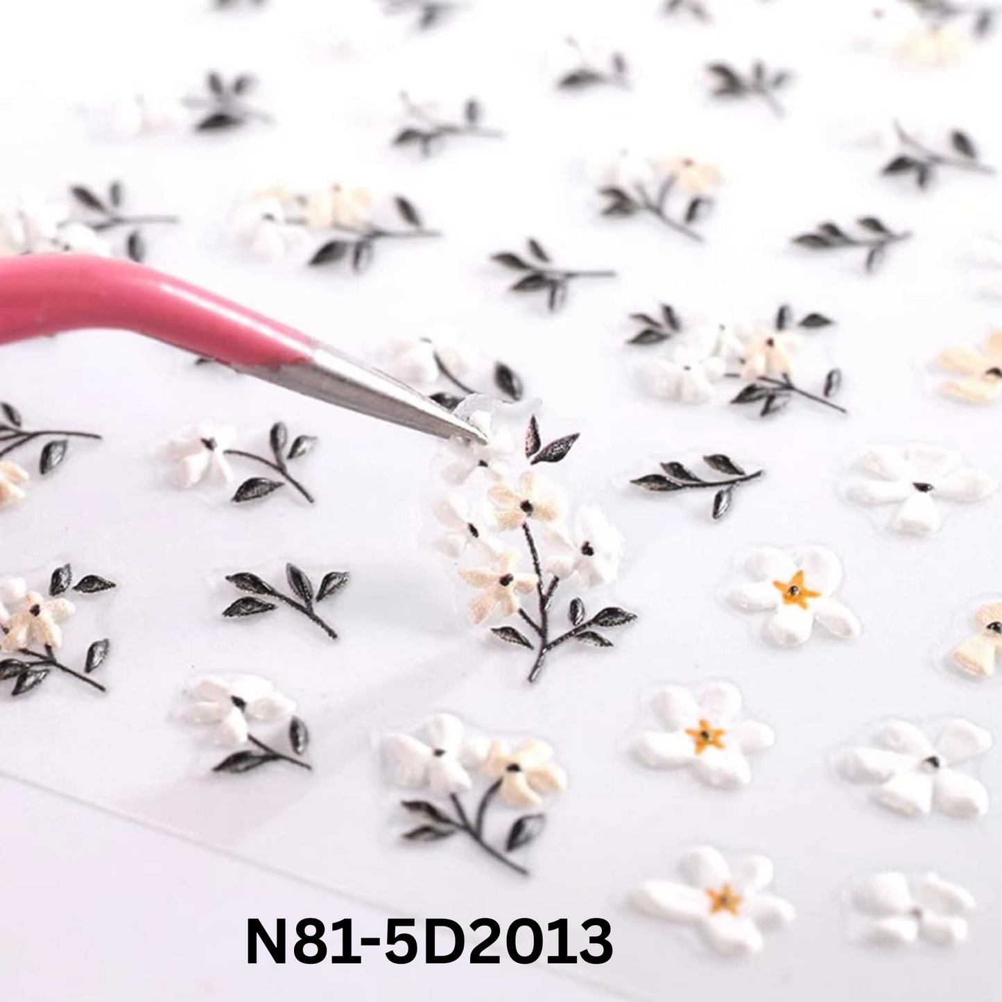 Flower Nail Stickers for Nail Art, Floral Leaf Plant 5D Embossed Nail Decals