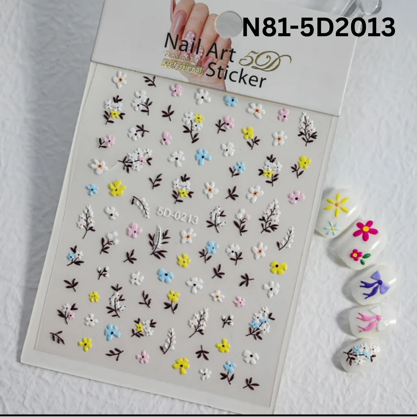 Flower Nail Stickers for Nail Art, Floral Leaf Plant 5D Embossed Nail Decals