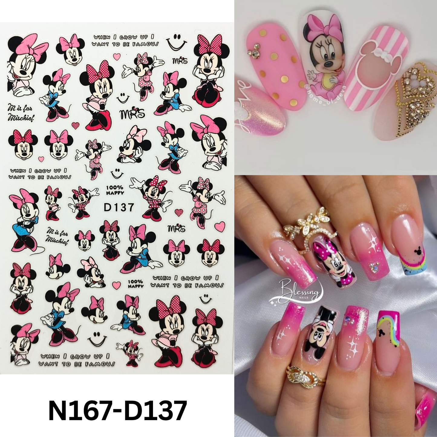 Cartoon Mickey & Minnie 3D Nail Stickers – Easy Peel & Stick Nail Decor
