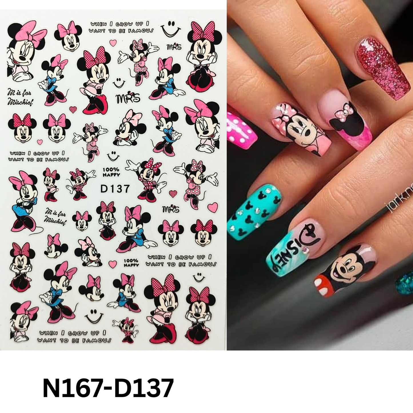 Cartoon Mickey & Minnie 3D Nail Stickers – Easy Peel & Stick Nail Decor