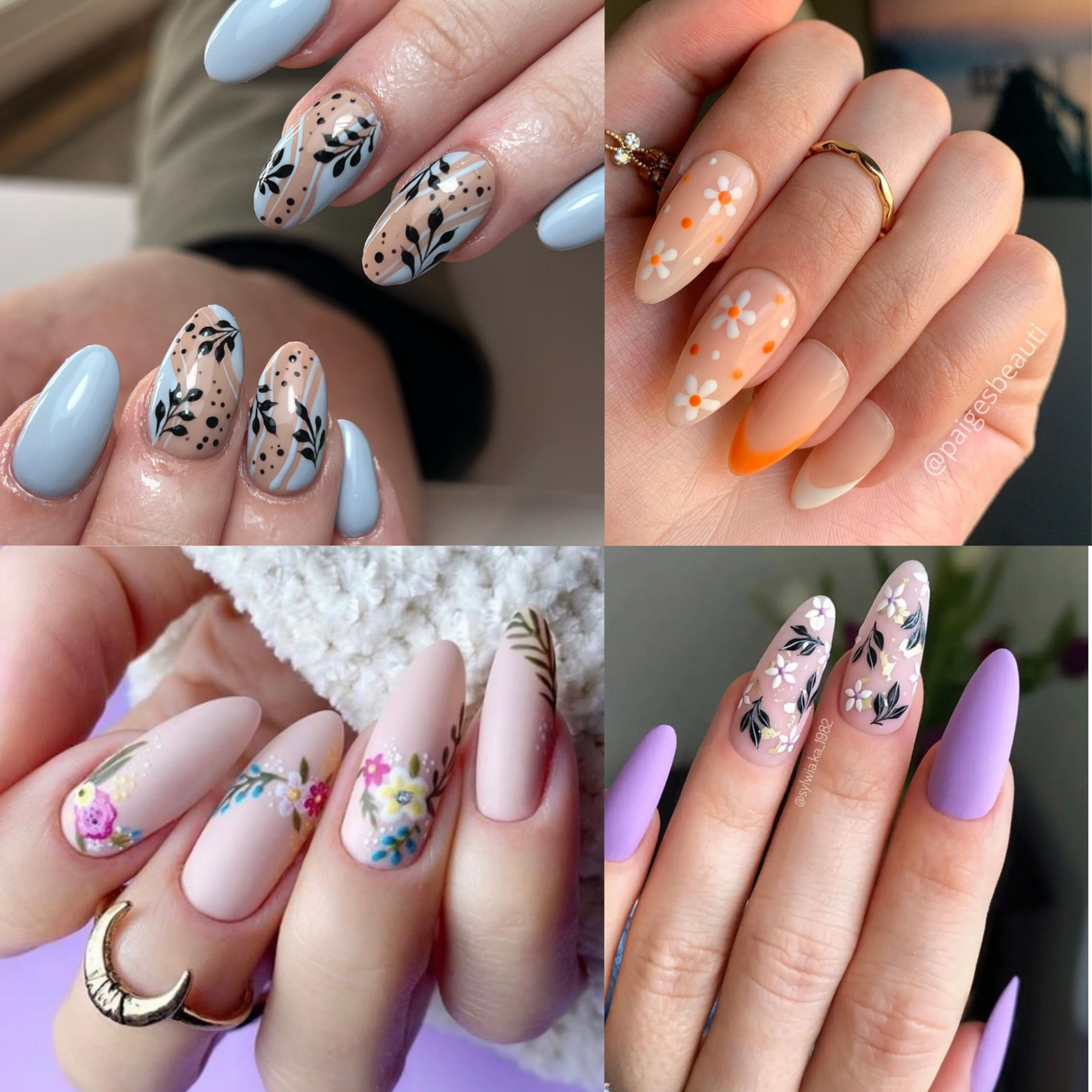 Flower Nail Stickers for Nail Art, Floral Leaf Plant 5D Embossed Nail Decals