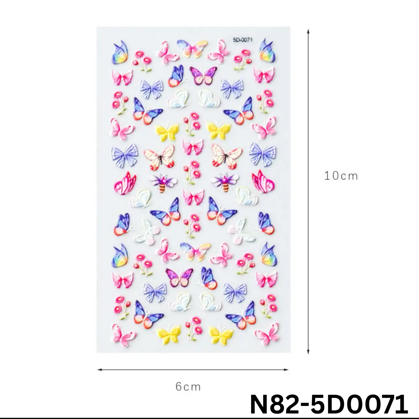 5D Butterfly Nail Art Stickers, Flowers Nail Stickers Colorful Floral Acrylic Gel Nail Art