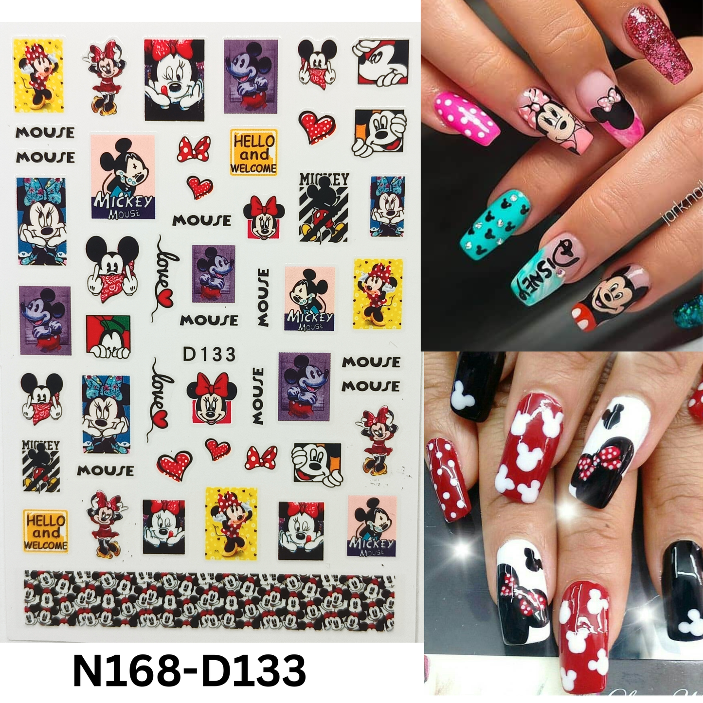 Disney-Inspired Mickey & Minnie Nail Stickers – Romantic Nail Design