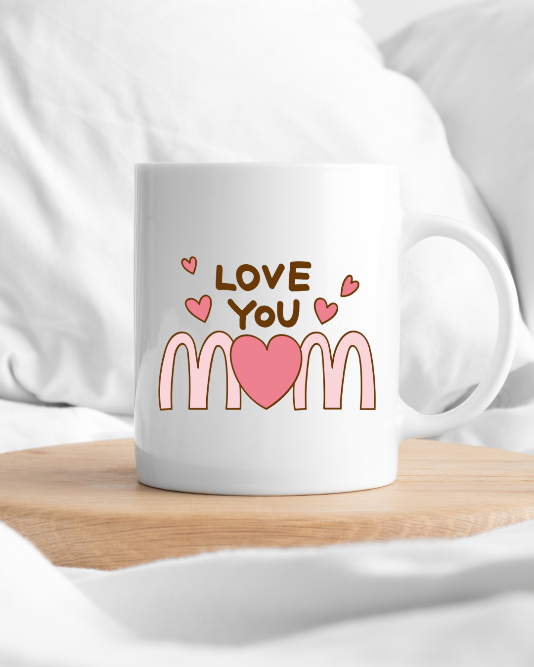 Mom Mug and Coaster Set, Cute Love You Mom Design Mothers Day Gift