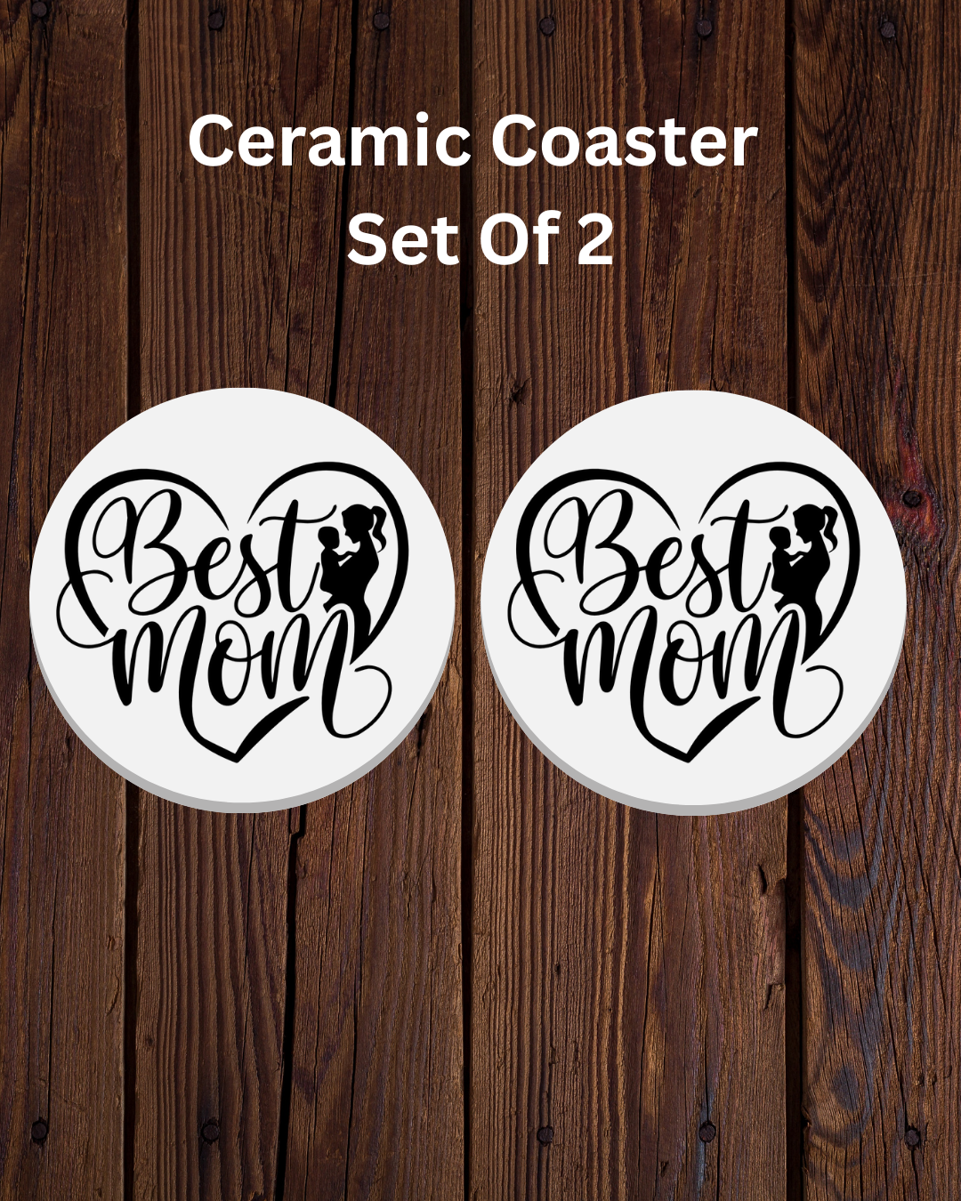 Set of 2Best Mom Ceramic Coaster Set of 2 Mothers Day Gift for Mom Mama Mommy