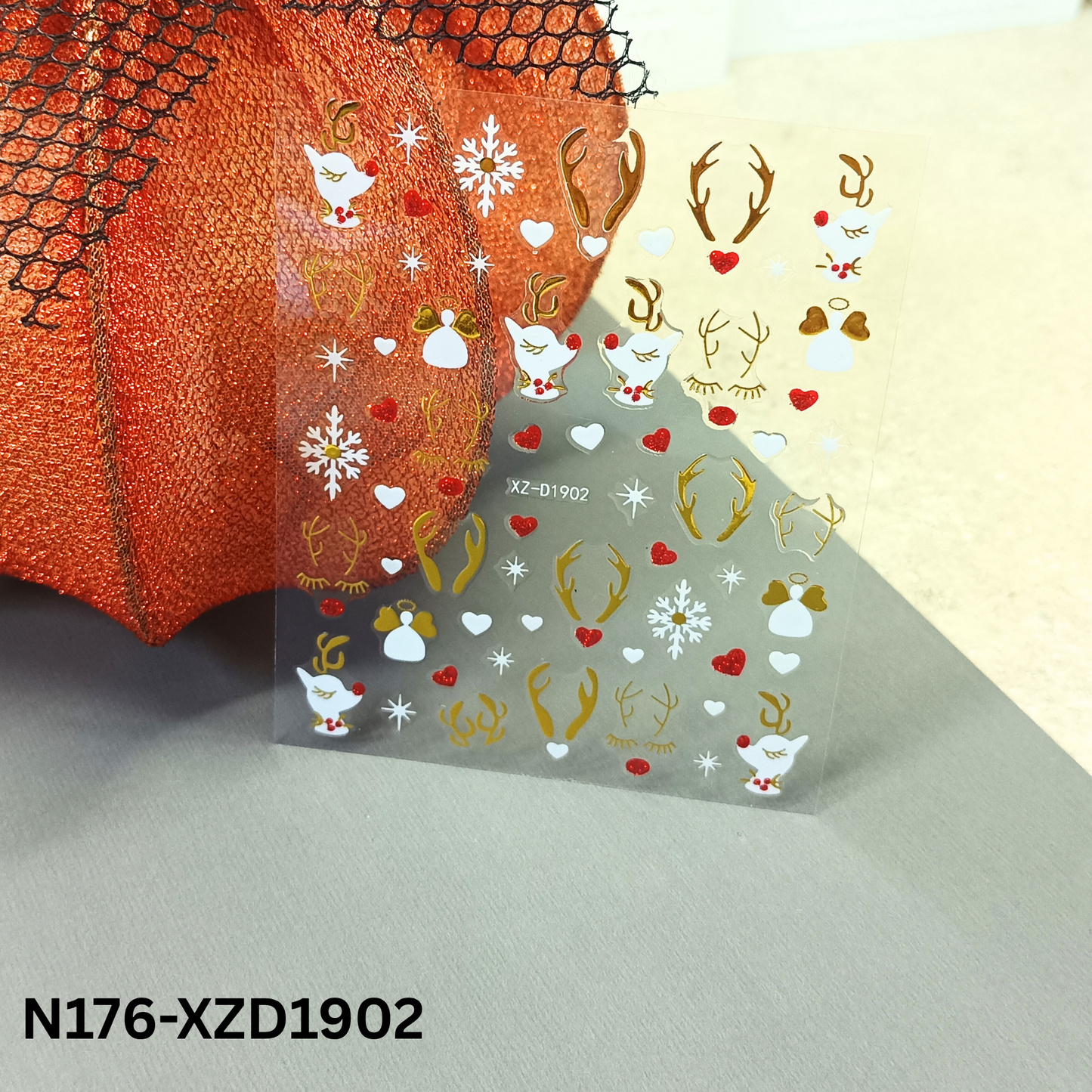 Christmas Reindeer 3D Nail Stickers – Cute Holiday Nail Art