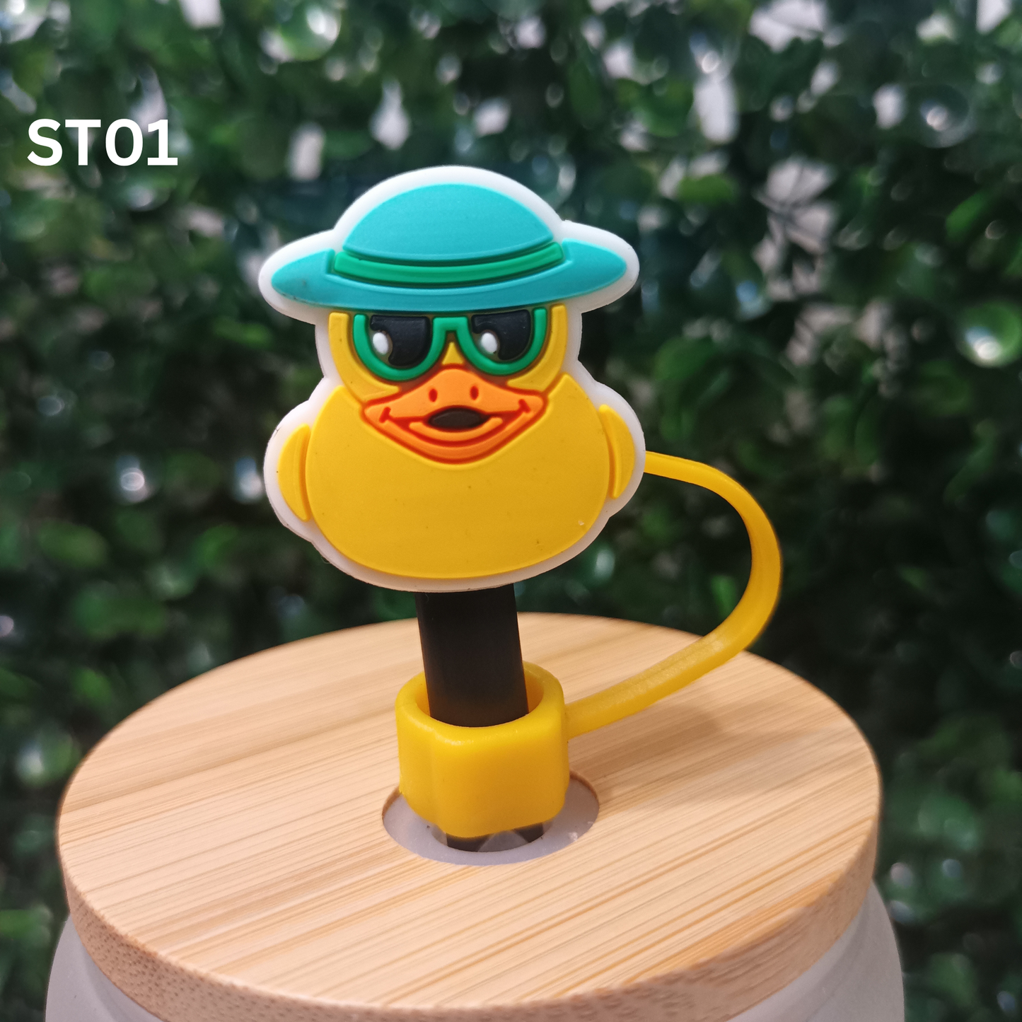 Cartoon Duck Silicone Straw Covers 10mm Reusable Drink Toppers for 30oz & 40oz Tumblers