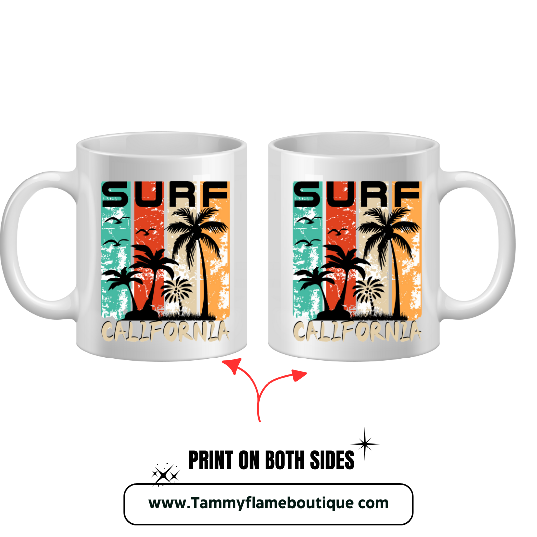 Cozy Mug Combo Surf California Ceramic Mug and Coaster Set