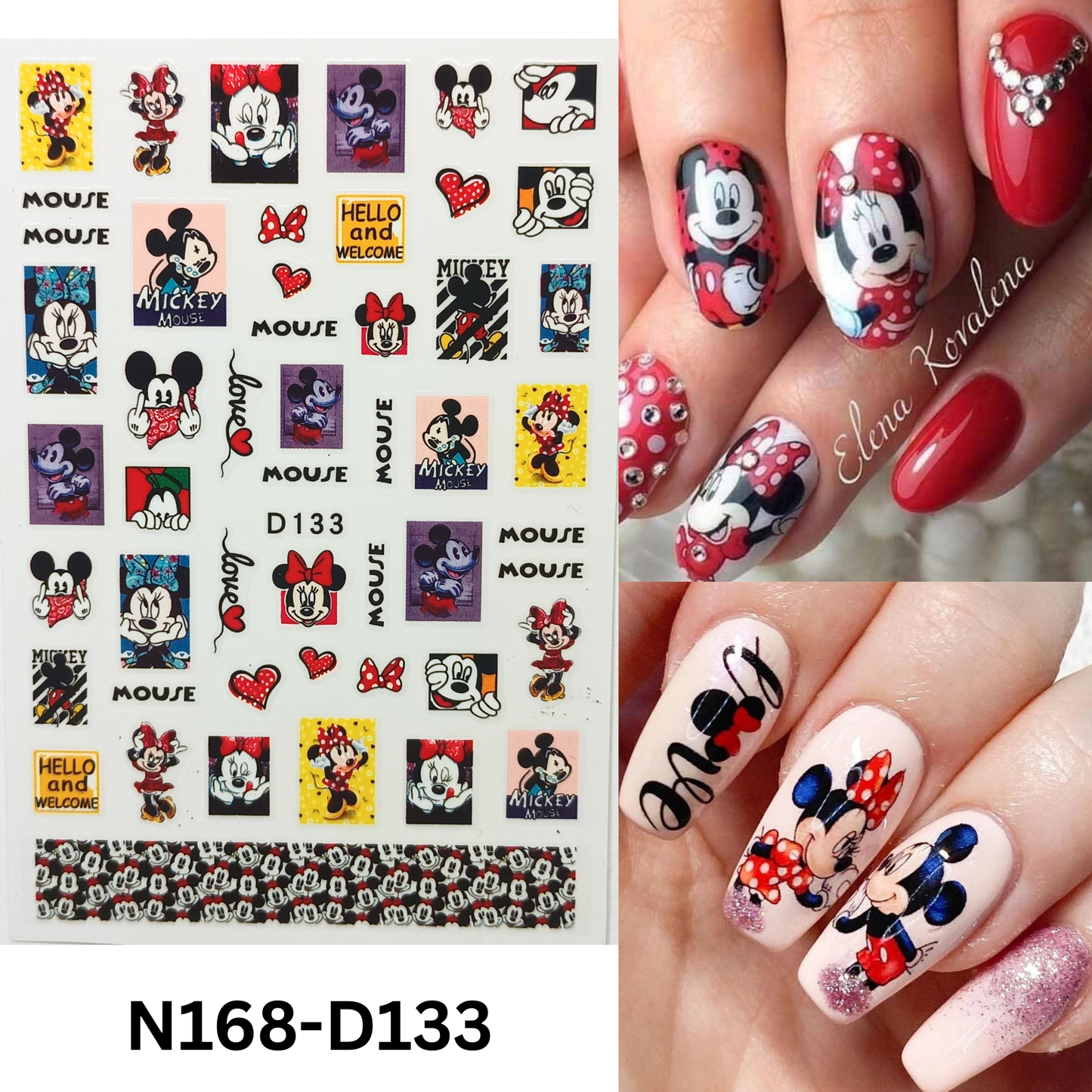 Disney-Inspired Mickey & Minnie Nail Stickers – Romantic Nail Design