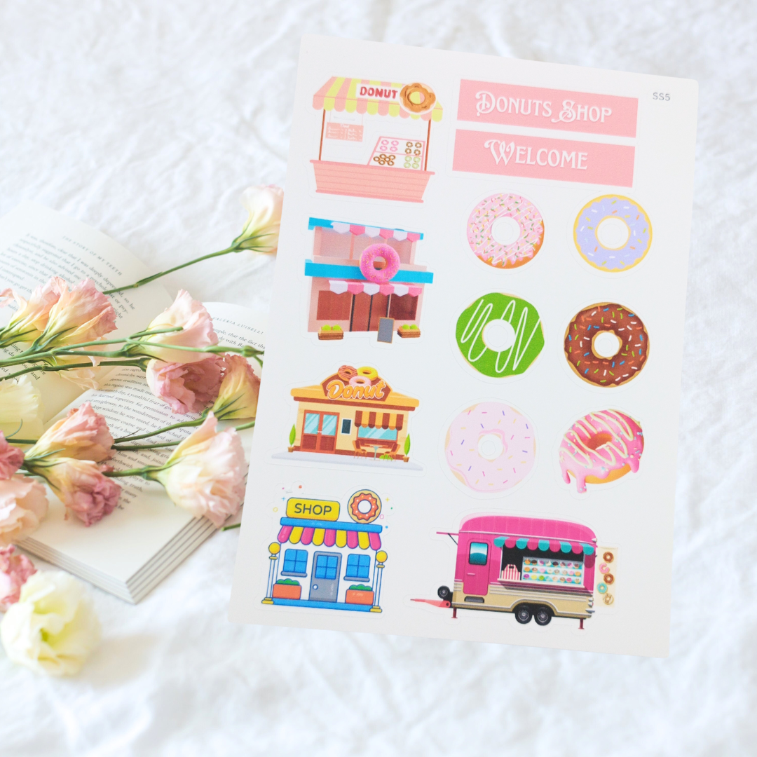 Donut Shop Vibes Handmade Donut Sticker – Glossy & Matte Options for Creative Decoration