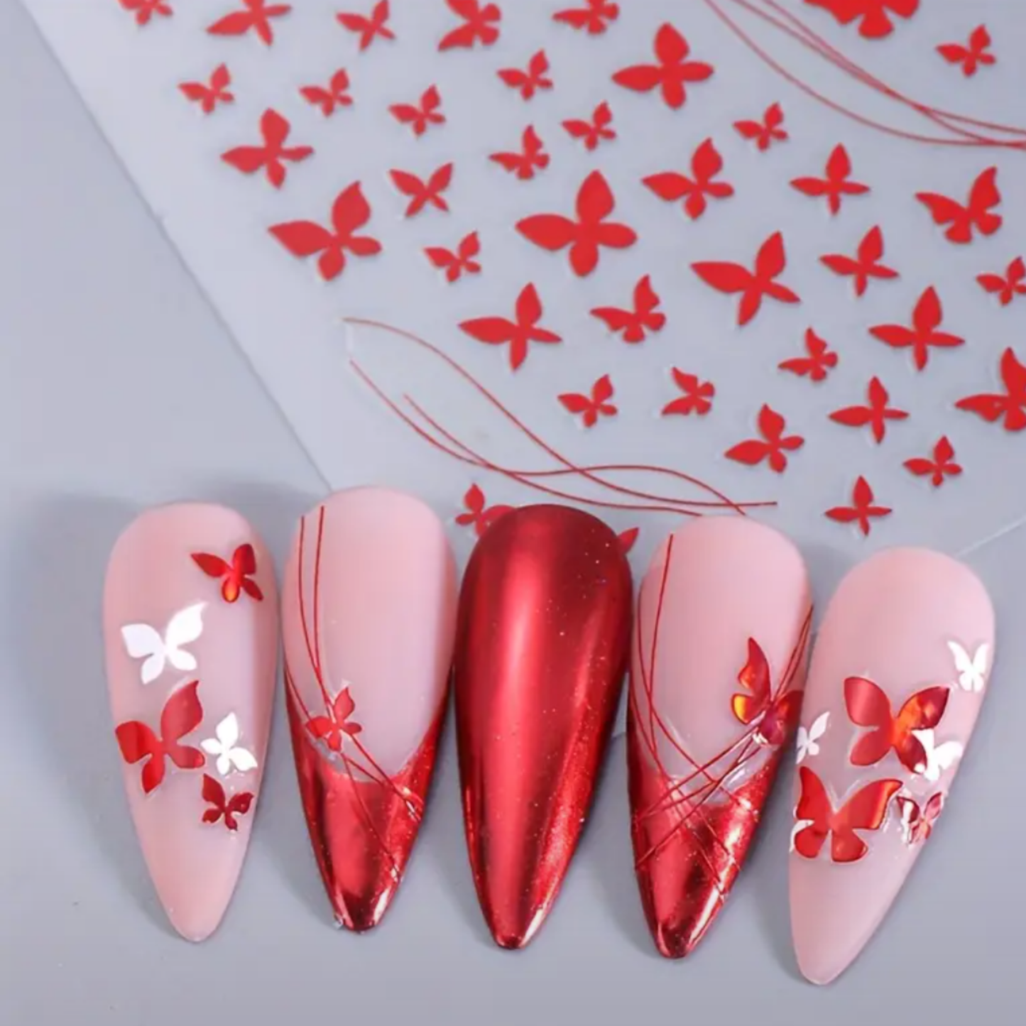 3D Butterfly Nail Stickers ā Self-Adhesive Nail Art Decals for Manicure & DIY Nail Design ā Multi-Color Butterfly Nail Stickers