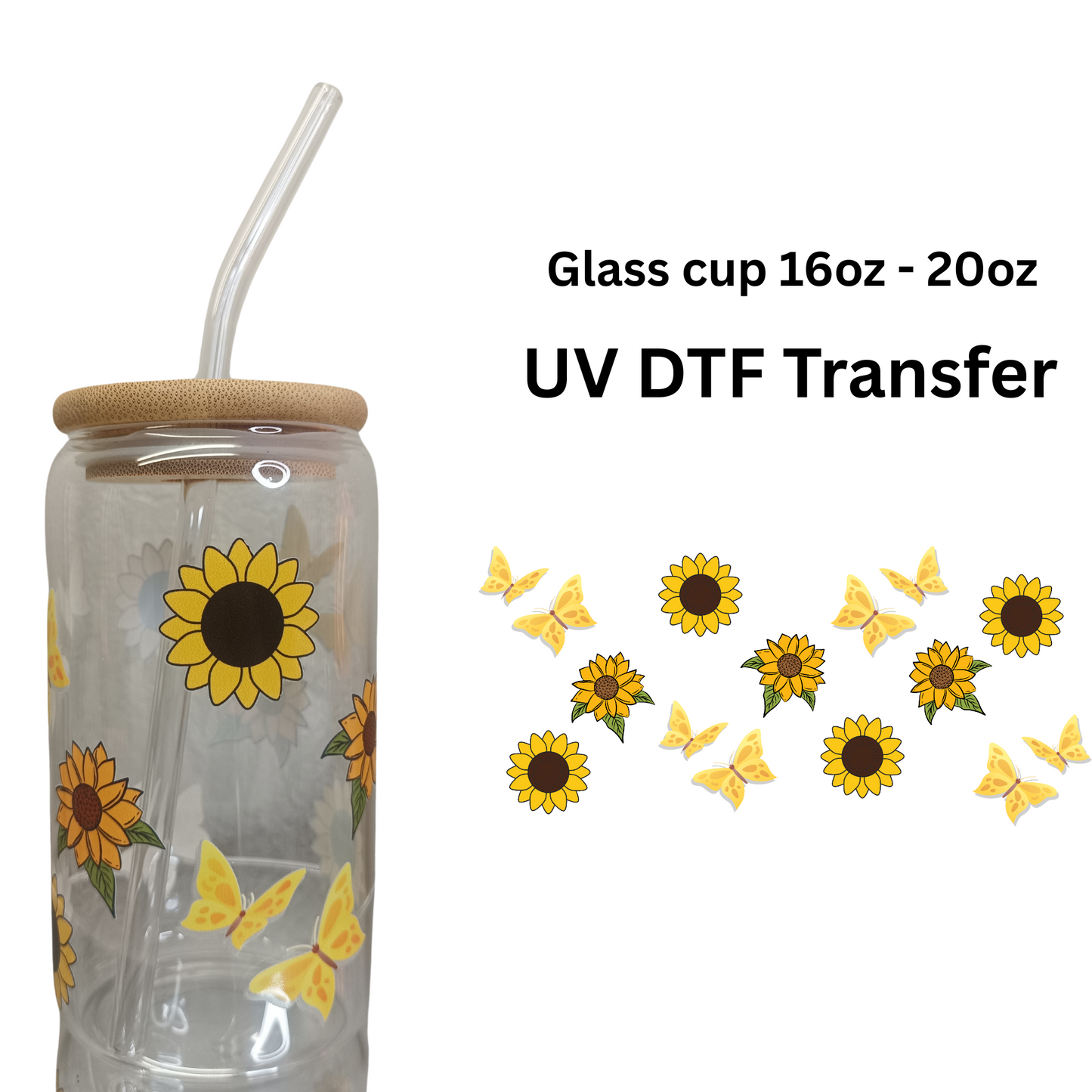 Sunflower Dream Glass Cup, Glass Cup 16oz & 20oz Custom Glass Tumbler, Customizable Drinkware, Clear Glass Mug, Unique Gifts for Her
