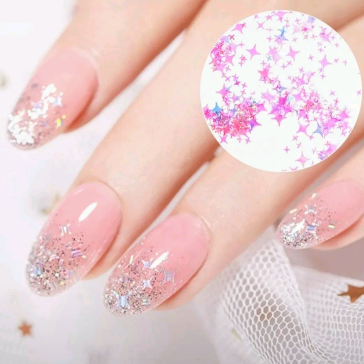 12 Color set 3D STAR Nail Glitter Sequins, Nail Art design, nail Flakes