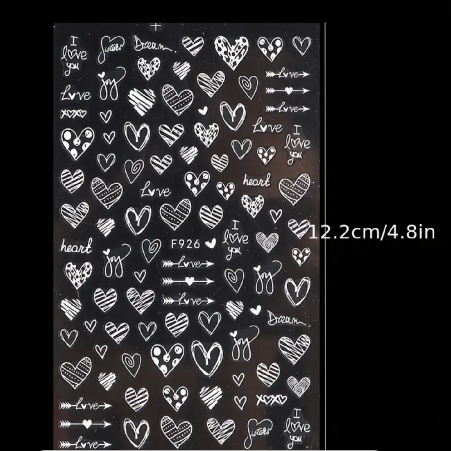 White Love Heart Nail Art Stickers β Self-Adhesive Romantic Valentine Decals