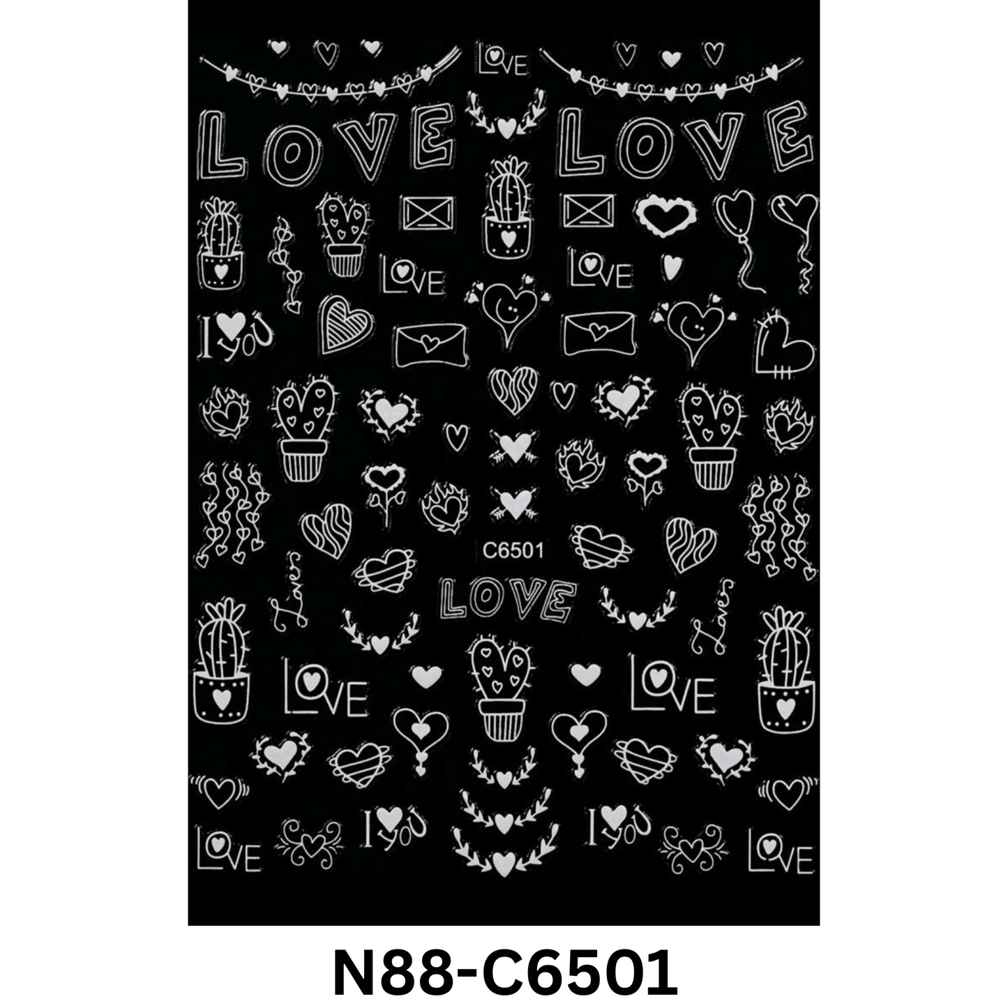 White Love Heart Nail Art Stickers β Self-Adhesive Romantic Valentine Decals