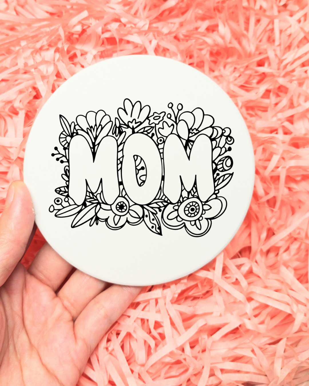 Ceramic Coaster Set of 2 Floral Mom Coaster Gift Idea , Mothers Day Gift