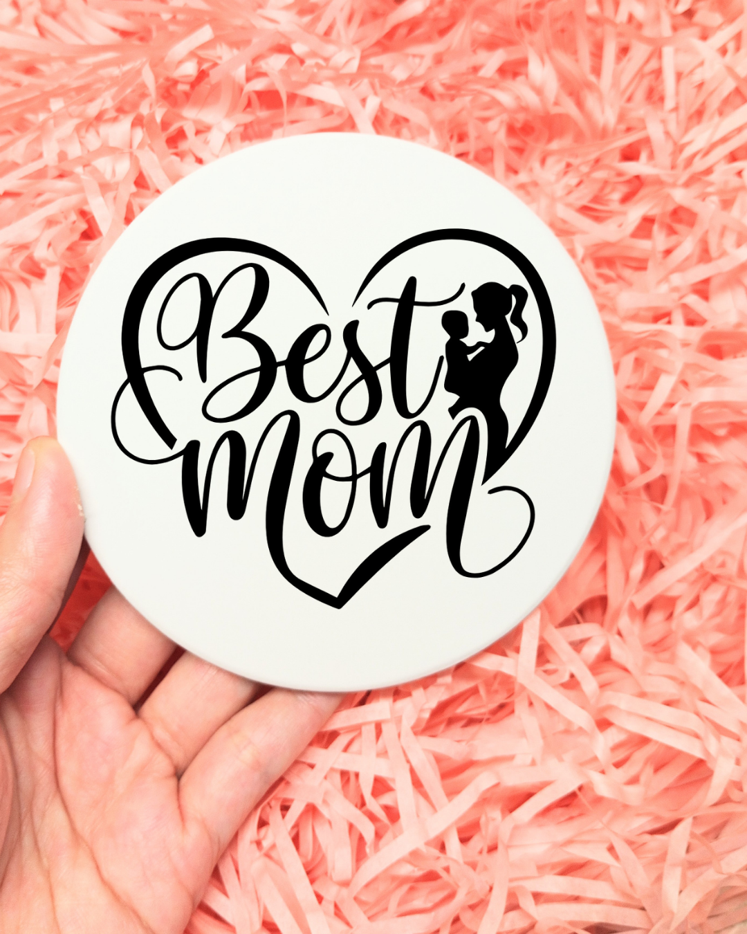 Set of 2Best Mom Ceramic Coaster Set of 2 Mothers Day Gift for Mom Mama Mommy