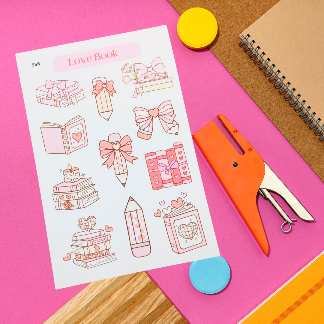 Love Book Handmade Vinyl Sticker Sheets (Glossy or Matte)