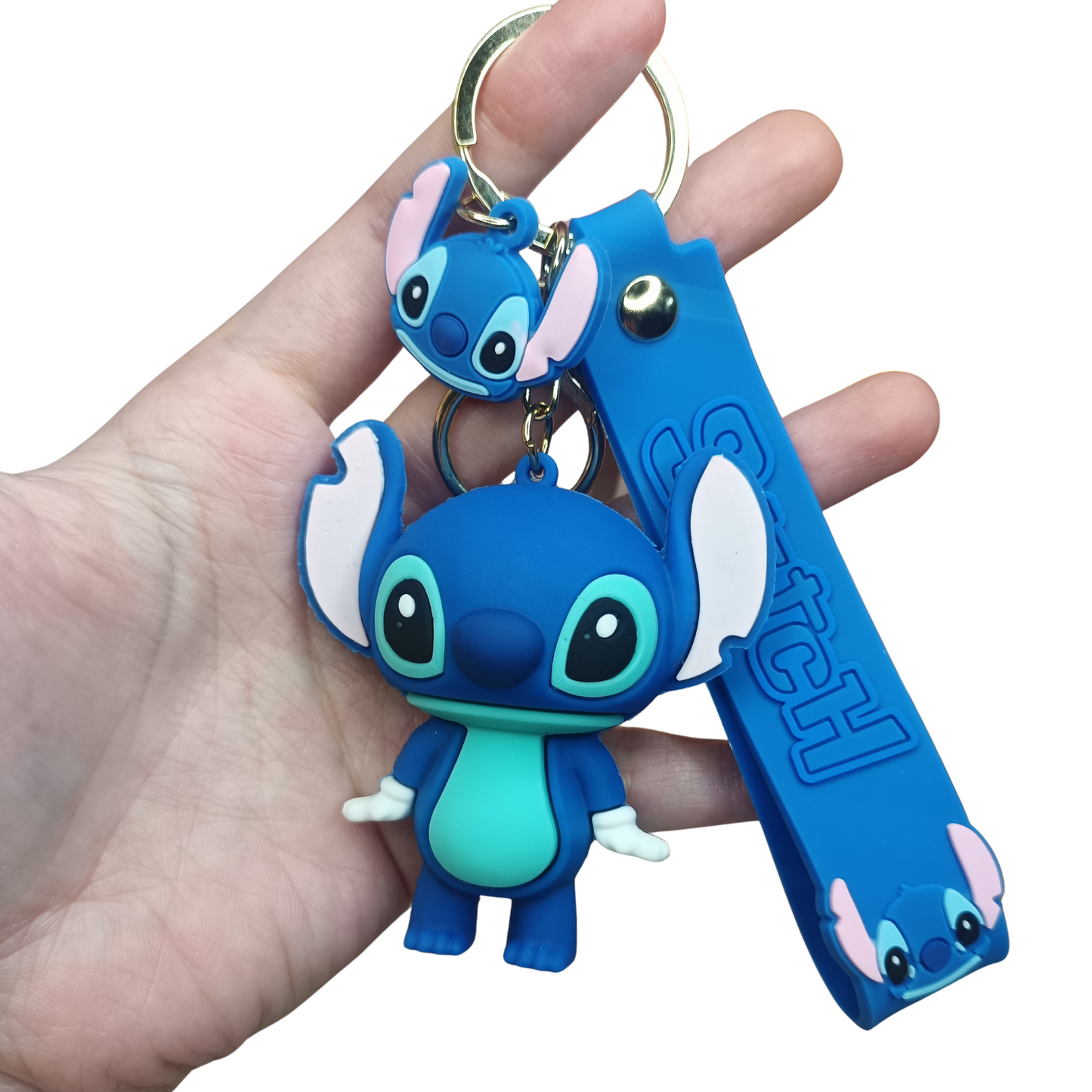 Adorable Blue Stitch Keychain with Strap – Cute Cartoon Bag Charm & Gift Idea
