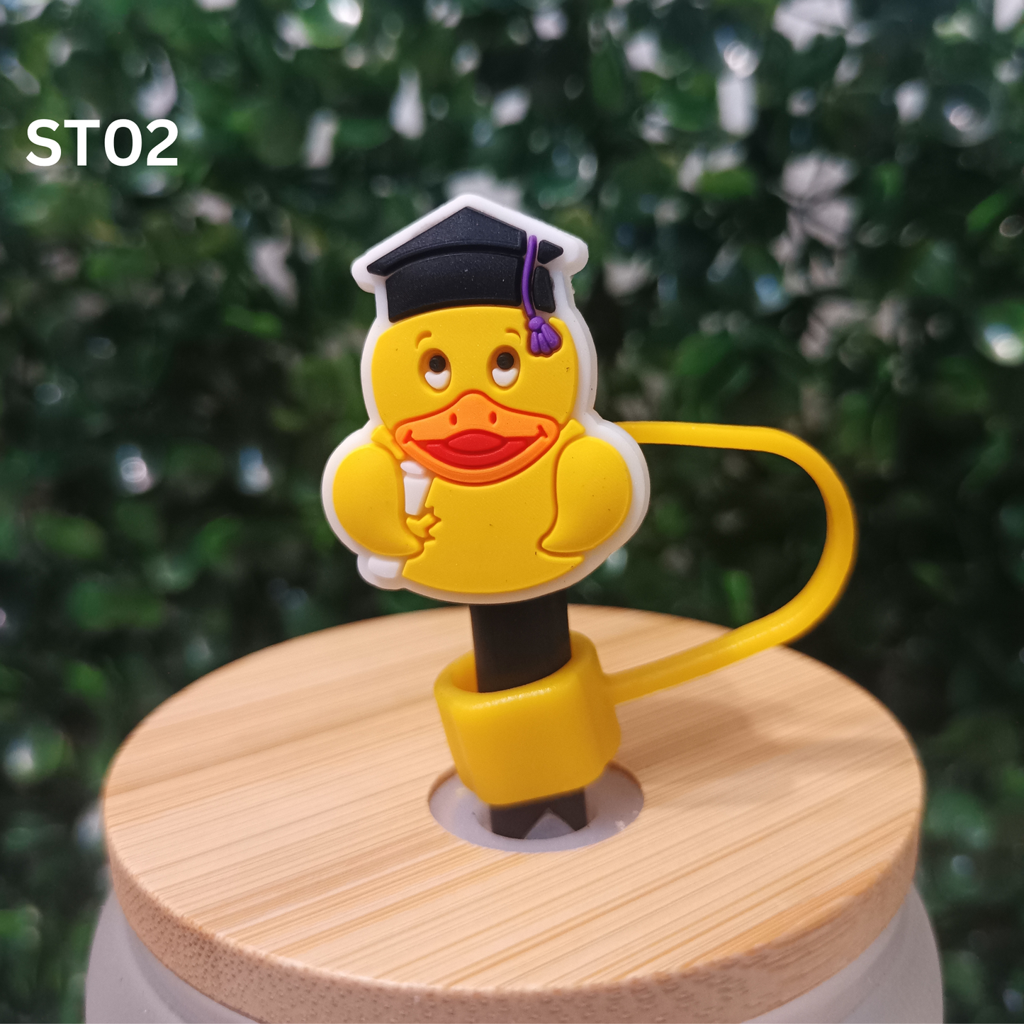 Cartoon Duck Silicone Straw Covers 10mm Reusable Drink Toppers for 30oz & 40oz Tumblers