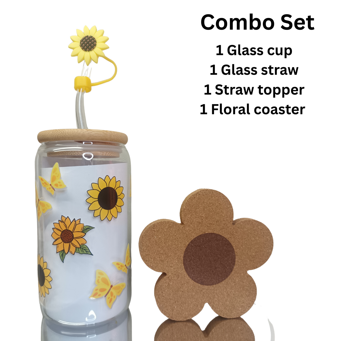 Sunflower Dream Glass Cup, Glass Cup 16oz & 20oz Custom Glass Tumbler, Customizable Drinkware, Clear Glass Mug, Unique Gifts for Her