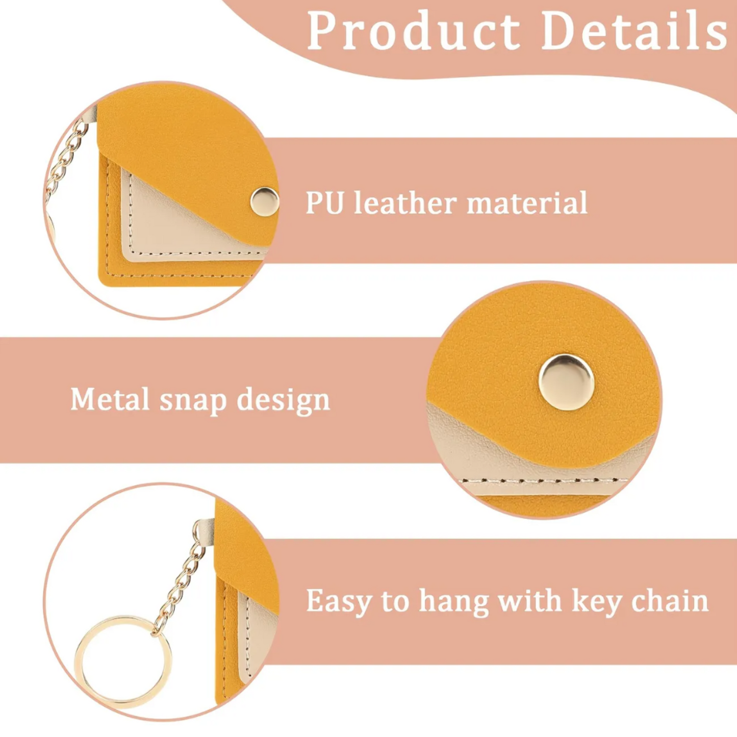 Vintage Card Holder Wallets with Keychain - Multi-Slot Stackable Organizer for Women